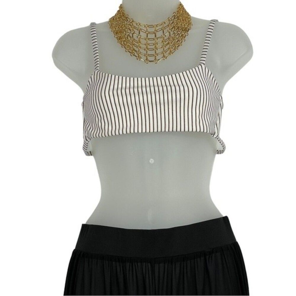 Kendall & Kylie Bikini Top - White, Black & Gold Size Small